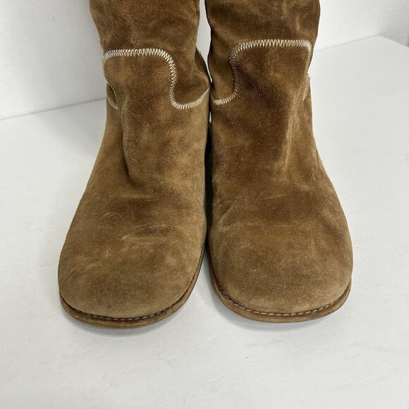 Camper Tall Wedge Heel Tan Suede Boots Women's Sz 40 Us 10 Round Toe - Picture 4 of 13